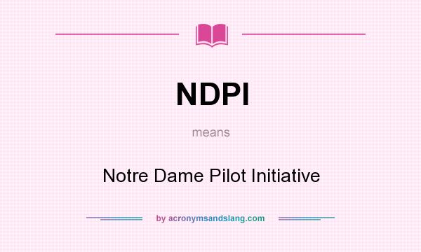 What does NDPI mean? It stands for Notre Dame Pilot Initiative