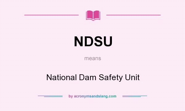 What does NDSU mean? It stands for National Dam Safety Unit