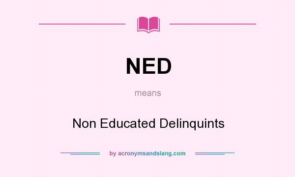 What does NED mean? It stands for Non Educated Delinquints