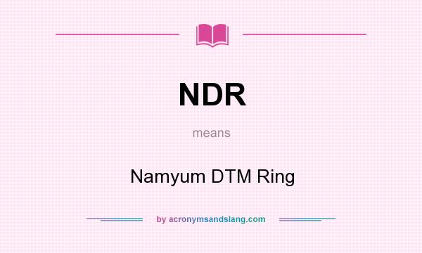 What does NDR mean? It stands for Namyum DTM Ring