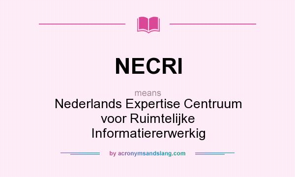 What does NECRI mean? It stands for Nederlands Expertise Centruum voor Ruimtelijke Informatiererwerkig