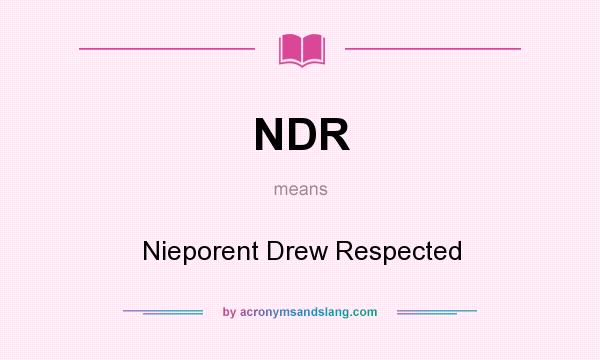 What does NDR mean? It stands for Nieporent Drew Respected