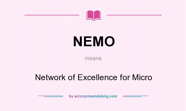 What does NEMO mean? It stands for Network of Excellence for Micro