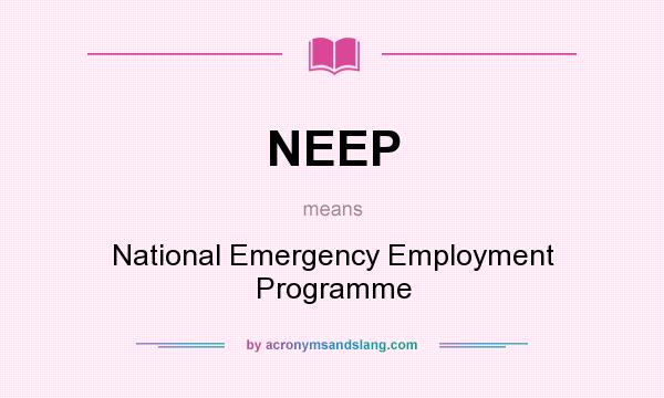What does NEEP mean? It stands for National Emergency Employment Programme