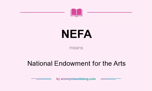 What does NEFA mean? It stands for National Endowment for the Arts