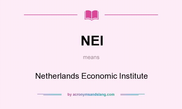 What does NEI mean? It stands for Netherlands Economic Institute
