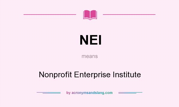 What does NEI mean? It stands for Nonprofit Enterprise Institute