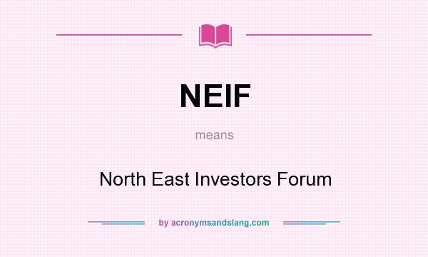 What does NEIF mean? It stands for North East Investors Forum