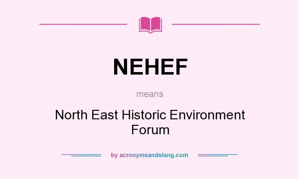 What does NEHEF mean? It stands for North East Historic Environment Forum