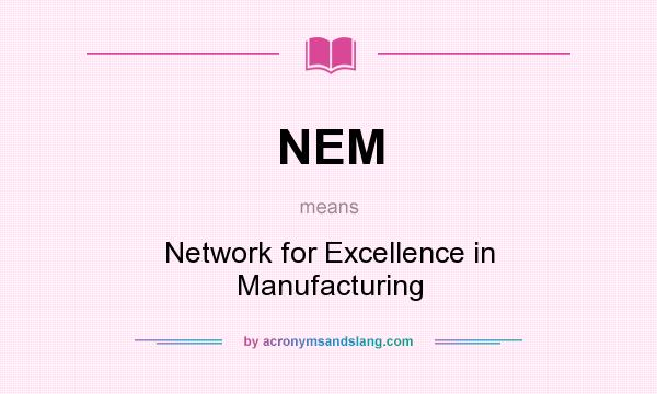 What does NEM mean? It stands for Network for Excellence in Manufacturing