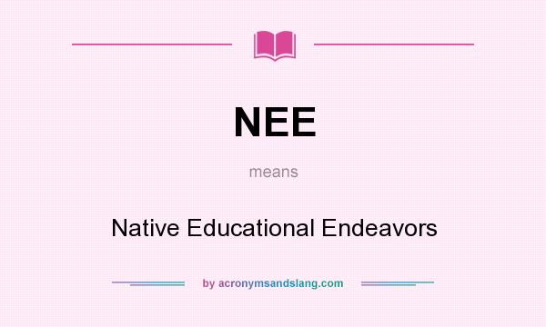 What does NEE mean? It stands for Native Educational Endeavors