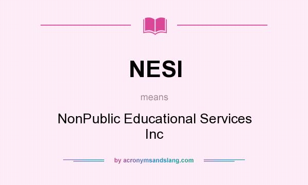 What does NESI mean? It stands for NonPublic Educational Services Inc