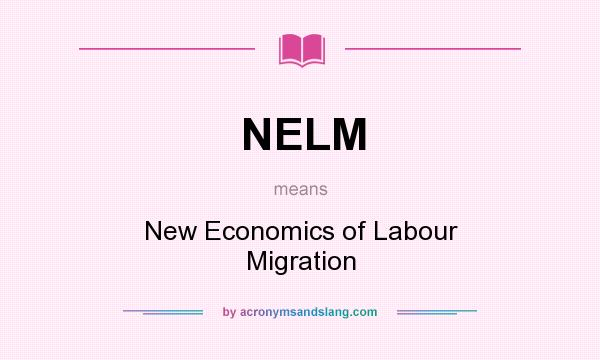 What does NELM mean? It stands for New Economics of Labour Migration