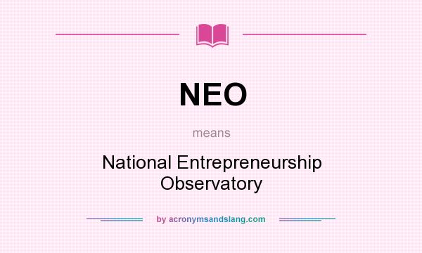 What does NEO mean? It stands for National Entrepreneurship Observatory