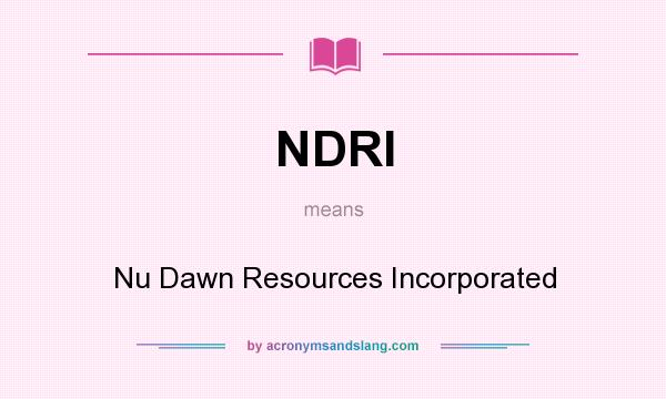 What does NDRI mean? It stands for Nu Dawn Resources Incorporated
