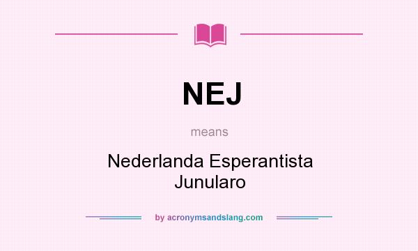 What does NEJ mean? It stands for Nederlanda Esperantista Junularo
