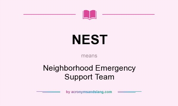 What does NEST mean? It stands for Neighborhood Emergency Support Team