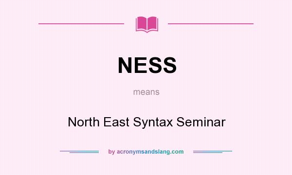 What does NESS mean? It stands for North East Syntax Seminar