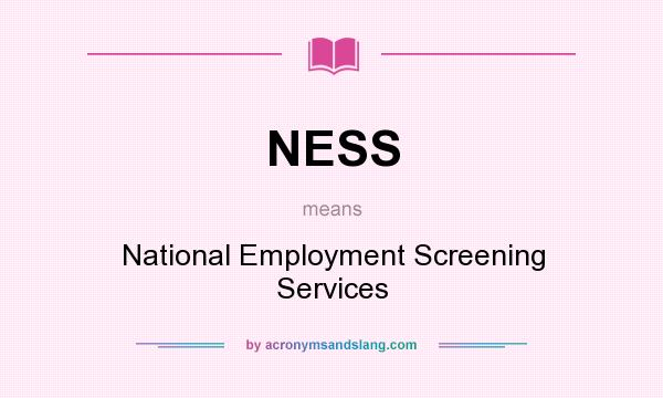 What does NESS mean? It stands for National Employment Screening Services