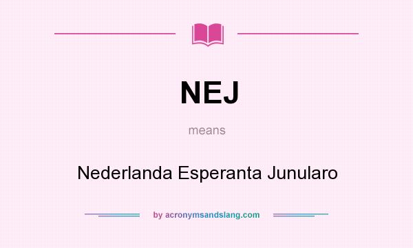 What does NEJ mean? It stands for Nederlanda Esperanta Junularo