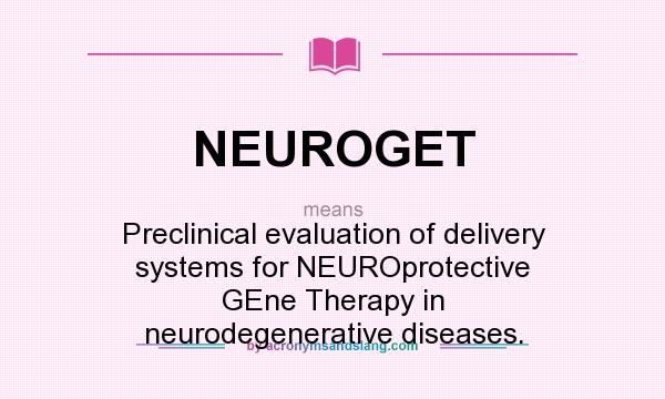 What does NEUROGET mean? It stands for Preclinical evaluation of delivery systems for NEUROprotective GEne Therapy in neurodegenerative diseases.