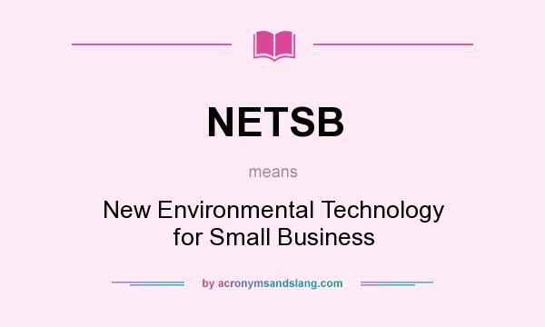What does NETSB mean? It stands for New Environmental Technology for Small Business