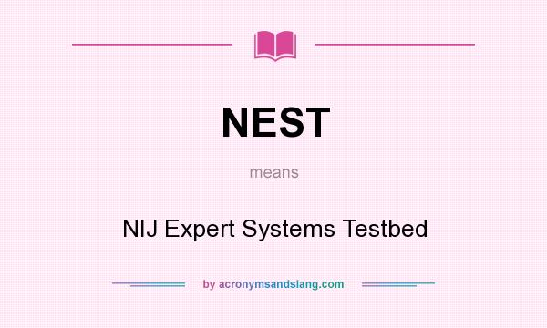 What does NEST mean? It stands for NIJ Expert Systems Testbed