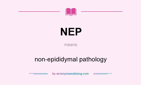 What does NEP mean? It stands for non-epididymal pathology