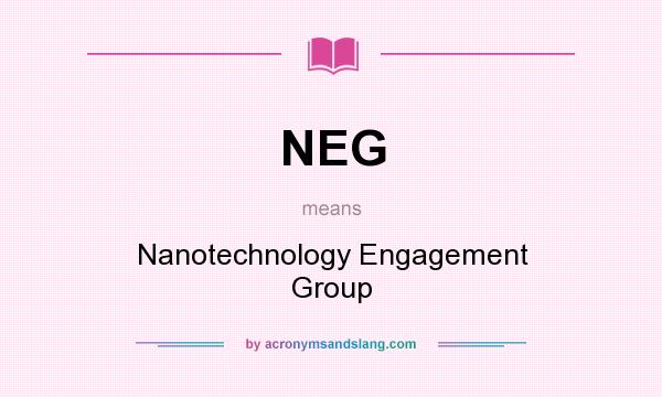 What does NEG mean? It stands for Nanotechnology Engagement Group