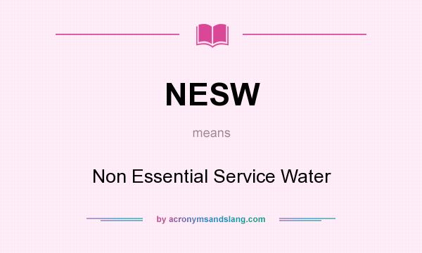 What does NESW mean? It stands for Non Essential Service Water
