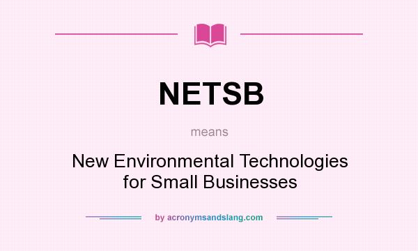 What does NETSB mean? It stands for New Environmental Technologies for Small Businesses