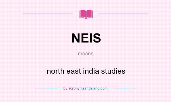 What does NEIS mean? It stands for north east india studies