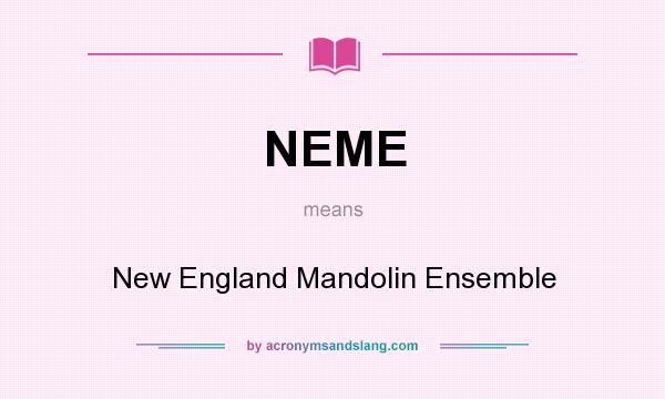 What does NEME mean? It stands for New England Mandolin Ensemble