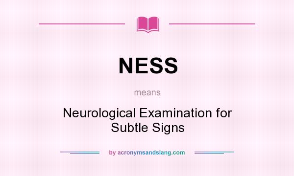 What does NESS mean? It stands for Neurological Examination for Subtle Signs