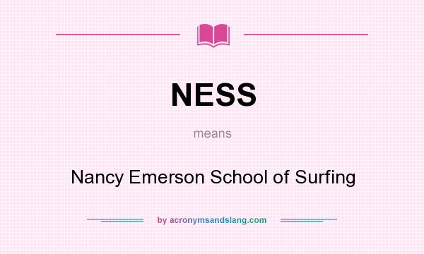 What does NESS mean? It stands for Nancy Emerson School of Surfing