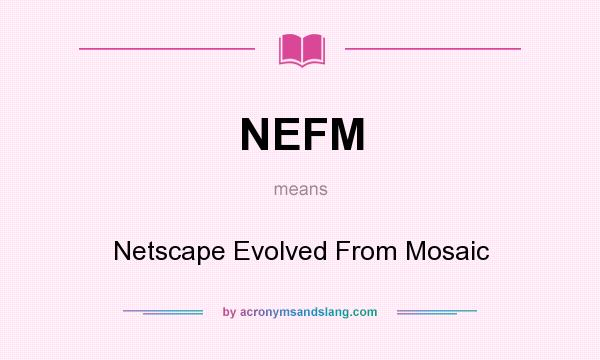 What does NEFM mean? It stands for Netscape Evolved From Mosaic