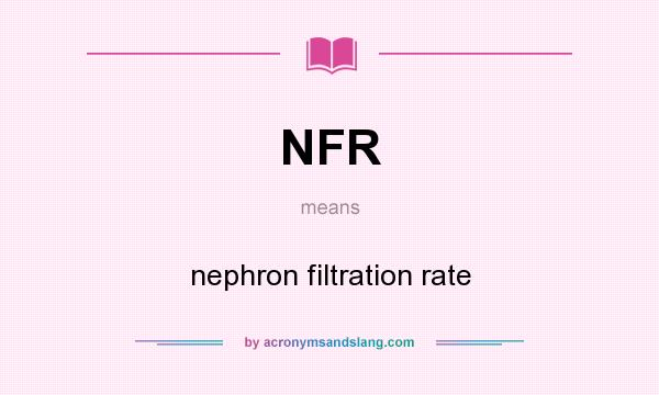 What does NFR mean? It stands for nephron filtration rate