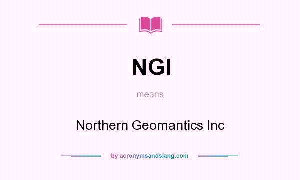 What does NGI mean? It stands for Northern Geomantics Inc