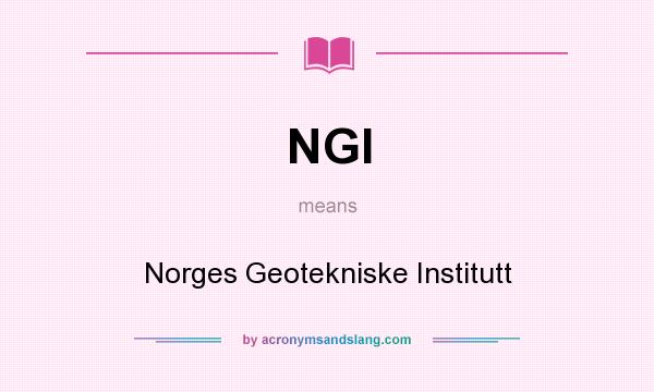 What does NGI mean? It stands for Norges Geotekniske Institutt