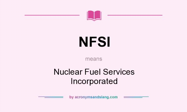 What does NFSI mean? It stands for Nuclear Fuel Services Incorporated