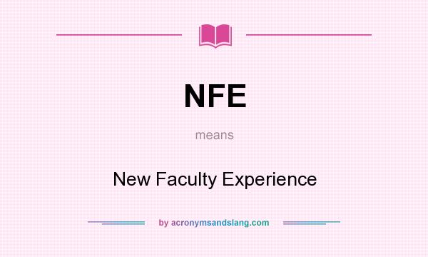 What does NFE mean? It stands for New Faculty Experience