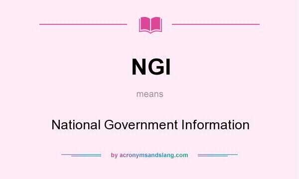 What does NGI mean? It stands for National Government Information