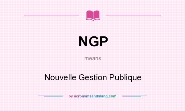 What does NGP mean? It stands for Nouvelle Gestion Publique