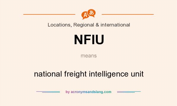What does NFIU mean? It stands for national freight intelligence unit