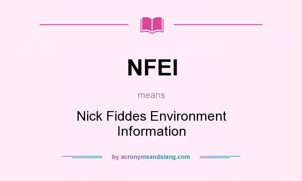What does NFEI mean? It stands for Nick Fiddes Environment Information