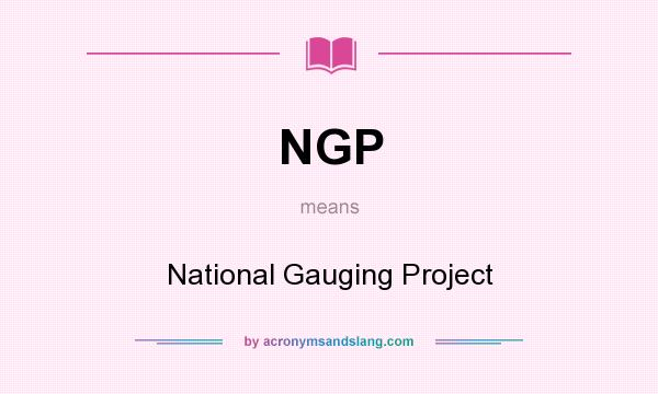 What does NGP mean? It stands for National Gauging Project