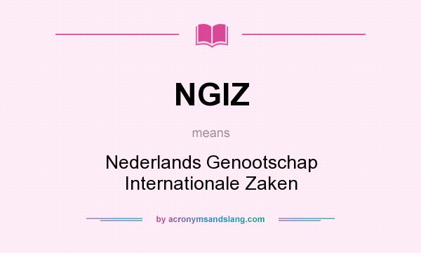 What does NGIZ mean? It stands for Nederlands Genootschap Internationale Zaken