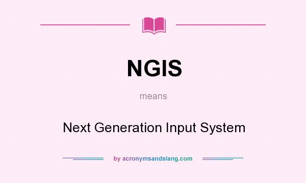 What does NGIS mean? It stands for Next Generation Input System