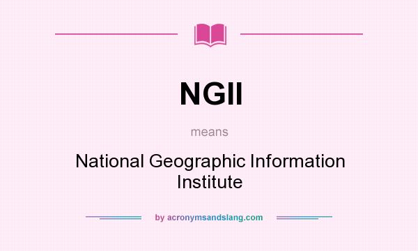 What does NGII mean? It stands for National Geographic Information Institute