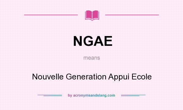 What does NGAE mean? It stands for Nouvelle Generation Appui Ecole